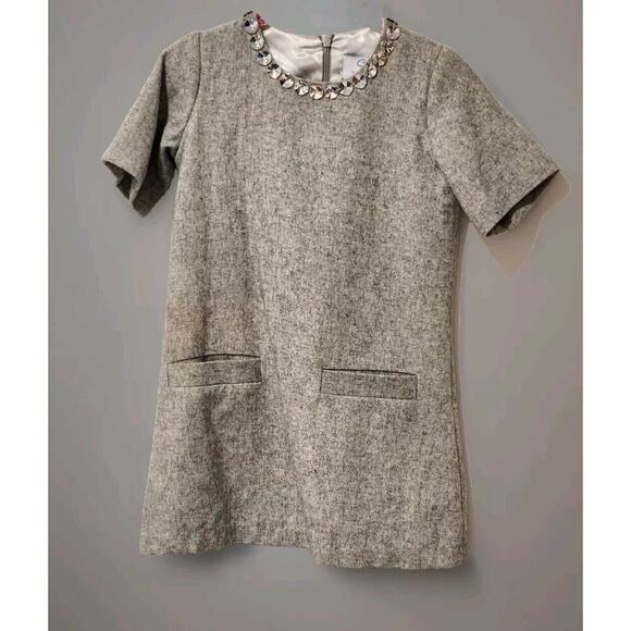 👗 BABY CZ by Carolina Zapf New York Grey Wool Dress ~ Sz 4T Holiday Party Fun - Picture 1 of 8